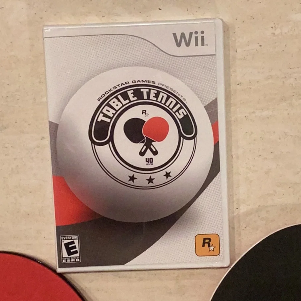 Table Tennis Nintendo Wii Game New & 2 Ping Pong Paddles Rockstar